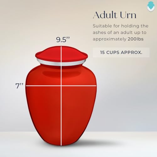 Image of Geturns - Adult Cremation Urns for Human Ashes I Large Red Photo Funeral Urn for Female and Male I 200 lbs