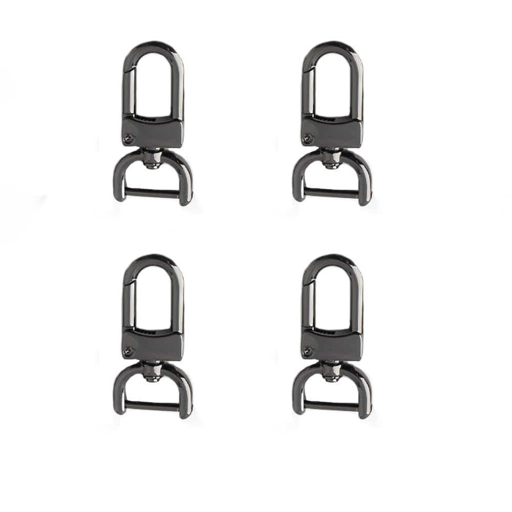 TopHomer 4 Pcs Swivel Clasp Hooks, 5/8 inch D Rings Swivel Lobster Claw Snap Clasp with Screw Bar, DIY Craft Accessories for Keychains Purse Crossbody Handbag (Black)
