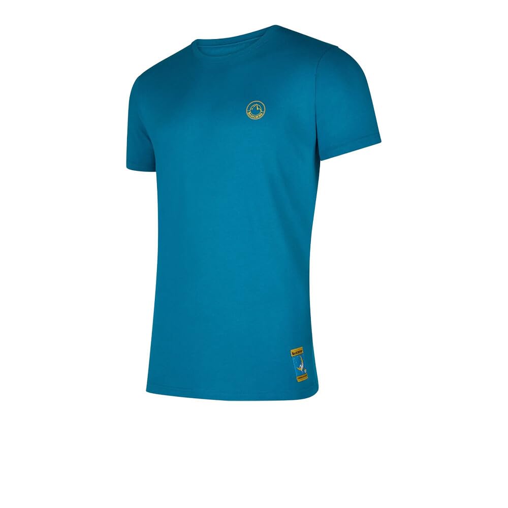 La Sportiva Men's Turquoise/ Yellow Climbing On The Moon T-Shirt - Ss26 /Yellow