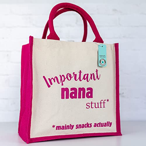 Stickerscape Important Nana Canvas Bag (Pink) | Mothers Day Gifts for Grandma, Nana or Nan | Grandma gifts, Nana gifts, Nan gifts | Hand finished and Made in the UK