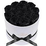 Prifroti 17 Flowers in a Luxury Suede Box, Birthday Gifts for Women, Preserved Flowers, Mothers Day Roses Gift for Mom, Black