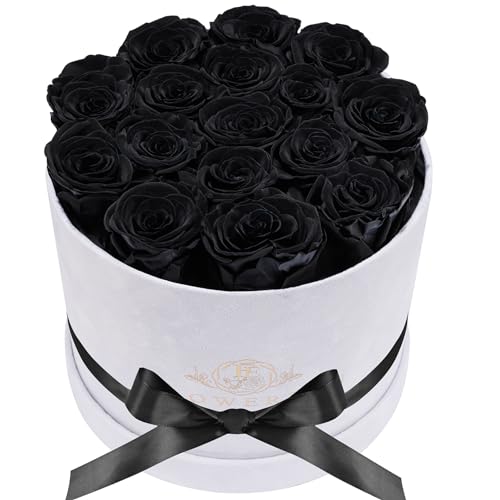 17 Flowers in a Luxury Suede Box, Birthday Gifts for Women, Preserved Flowers, Mothers Day Roses Gift for Mom, Black