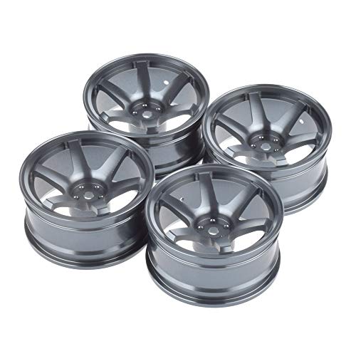 LAFEINA 4PCS Aluminium Alloy RC Wheel Hub Rims 52mm for 1/10 On-Road Drift Car HSP Tamiya HPI Kyosho Sakura (Gray)