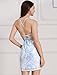 Sequin Homecoming Dresses Sparkly Short Prom Dresses Women Spaghetti Straps Sparkly Sequins Bodycon Mini Dress Party Nightclub Sleeveless Backless Cocktail Tight Club Dress Sky Blue XS