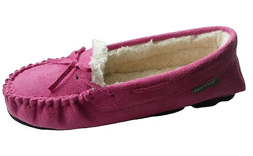 DUNLOP LS152 BETH Ladies Classic Moccasin Slippers, (Magenta, 7, UK Footwear Size System, Adult, Women, Numeric, Medium, 7)