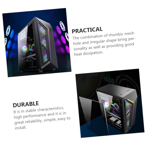 Gabinete de computadora RGB ATX con panel lateral de vidrio templado, efectos de iluminación frescos compatibles con enfriamiento líquido para gamers y creadores de PC miniatura 2