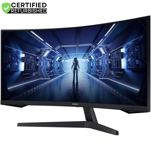 Image of Samsung LC34G55TWW 34 inch Odyssey G55T WQHD 165Hz 1ms(MPRT) HDR Curved Gaming Monitor (Renewed) Bundle with 2 YR CPS Enhanced Protection Pack