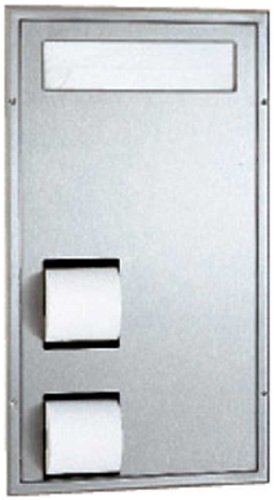 Bobrick 3471 ClassicSeries 304 Stainless Steel Partition Mounted SeatCover and Toilet Tissue Dispenser, Satin Finish, 15-1/2