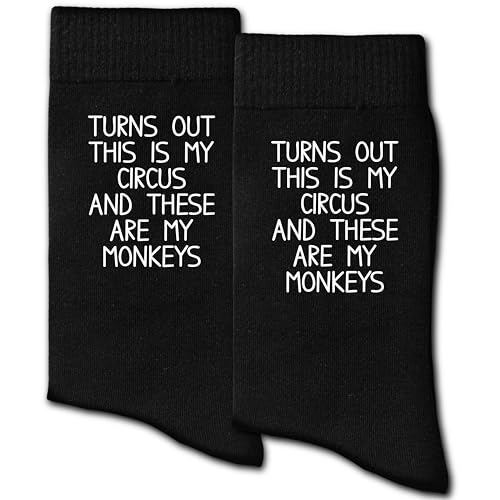 IDUXIY Funny Office Socks - TURNS OUT THIS IS MY CIRCUS AND THESE ARE MY MONKEYS Workplace Humor Crew Pair Soft Cotton Novelty Manager Boss Gift Gag Present for Coworker or Team Lead(098)