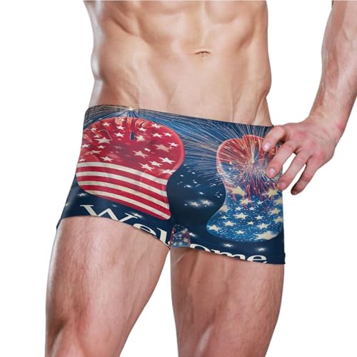 July 4th Independence Day Flip Flop Mens Swim Trunk Swimwear Swim Brief Square Leg Board Short S S04070403