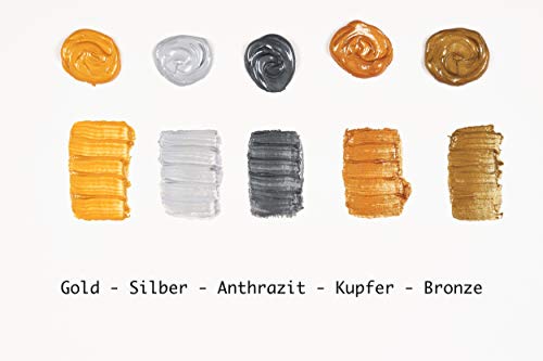 perfect ideaz • 5 x 150 ml Acrylfarbe Metallic, 5 Farben, hochdeckend, auf Wasserbasis – Bild 4