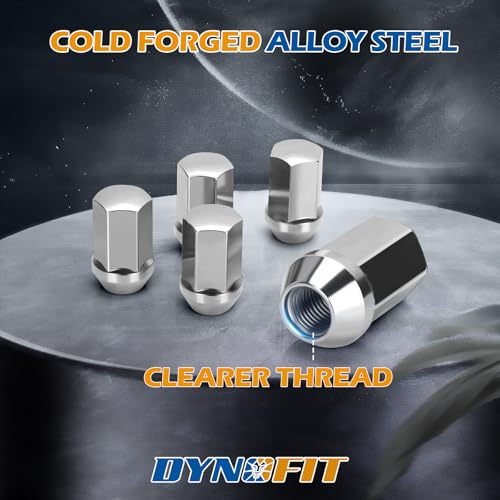 Image of Dynofit 14x1.5 OEM Lug Nuts Compatible with Chevy Silverado 2500 3500 GMC Sierra RAM 2500 3500, 22mm Hex 1.75 inch H,10pcs Chrome Factory Wheel Nuts