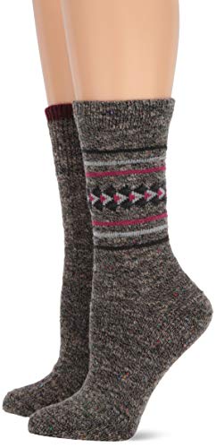 Image of Wise Blend Women's Wool Blend Casual Aztec Knit Pattern Crew Socks 2 Pair Pack