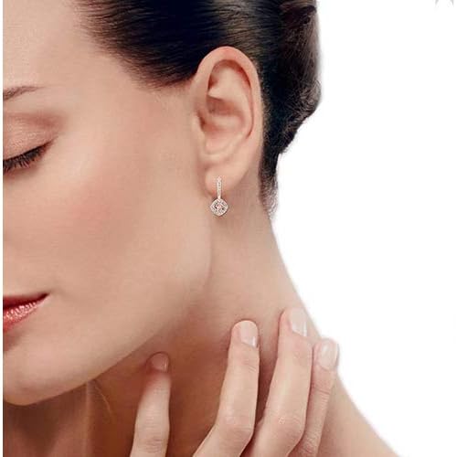 Miniatura 4 de Inspereza Aretes colgantes de oro de 14 quilates con gemas redondas y diamantes (color G-H, claridad I2)