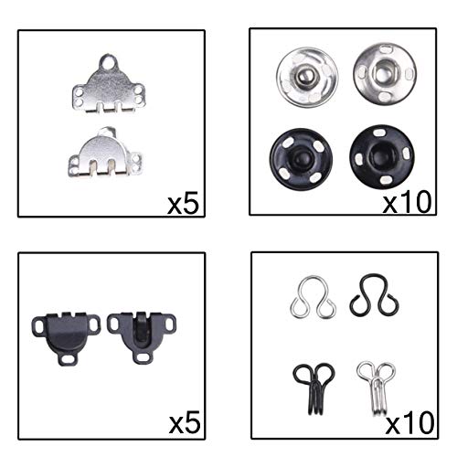 Kare & Kind 50 Pairs Sewing Hook And Eye, Sew-On Snaps - Sewing Closure Fastener Clasps Repair - Bra, Skirts, Pants, Dress, Trousers - Diy, Crafting - Metal Snaps Press Studs - Black Silver #TOP6