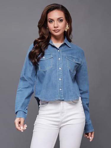 Image of Miss Chase Women's Round Neck Half Sleeves Cotton Lace and Pearl Detailing