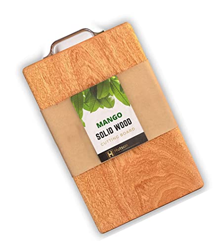 Image of Hutson Mango Wood Cutting Board Large 40 x 26 cm with Handle - Heavy Duty Wooden Chopping Board