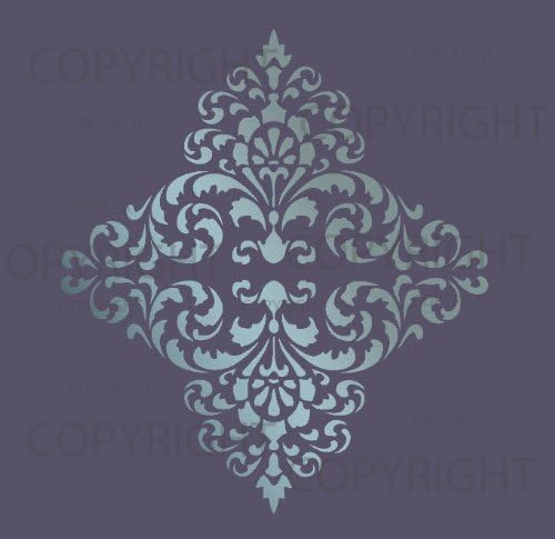 Large Wall Damask Stencil Faux Mural Design #1018 20 x 22 6/8
