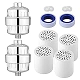 2 Pack Shower Filter for Hard Water Shower Filter 15 stage Bath Water Filter Shower Filters to Remove Chlorine and Fluoride Filtered Shower Head Purifying Replacement