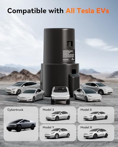 WOLFBOX 2024 J1772 to Tesla Charger Adapter, Max 80Amp/240VAC J1772 to Tesla Charging Adapter for Tesla Model 3/Y/X/S, Fast Charging, Portable, Safety Certified, Easy to Setup (Black)
