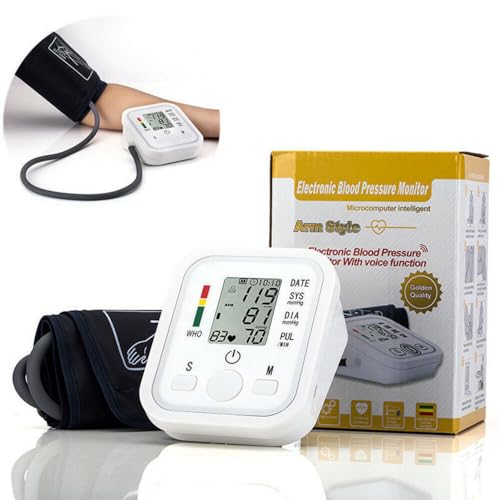 Blood Pressure Monitors BIHS Approved UK Upper Arm Blood Pressure Machine for Home Use, Automatic Heart Rate Monitor & BP Cuff Kit with Cuff 22-32cm, Large LCD Display (White)