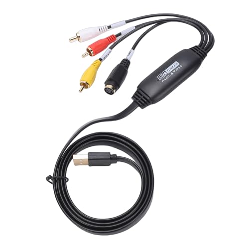 Bewinner Convertidor de VHS a Digital, 1080P USB2.0 AV S Adaptador de Vídeo a USB, Convertidor de Audio y Vídeo AV a USB, Tarjeta de Captura de para VHS VCR Hi8 Mini DV DVD