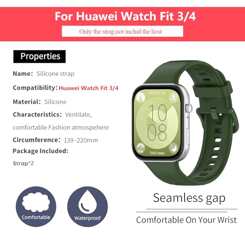 MIJOBS 2 PCS Correas Compatible con Huawei Watch Fit 3 /Fit 4 Accesorios para Relojes Inteligentes, Pulseras de Repuesto, Transpirable, Impermeable, Sport, Correas de Silicona - imagen 6