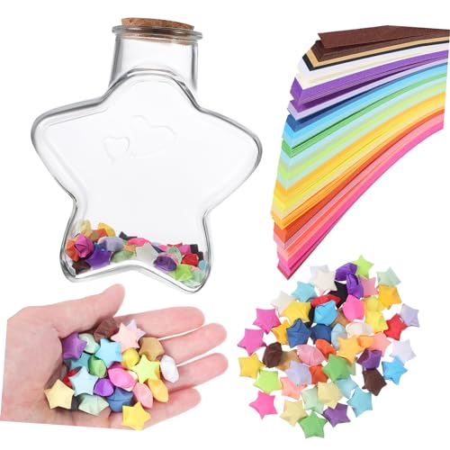 Origami colorées cadeau créatif 540 feuilles et bouteille à souhaits