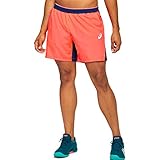 Modelo Club M 7In ASICS Club M 7In - Shorts, Flash Coral/Peacoat, Talla X-Small