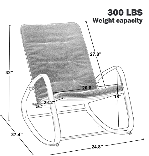 Green Party Patio Rocking Chair, Steel Porch Rocker Chairs With Removable Cushion For Both Indoor And Outdoor, Blue (Up To 300 Lbs) #TOP1