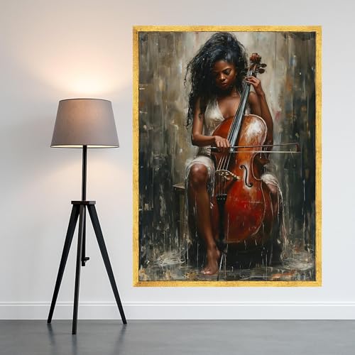Tableau sur toile violoncelliste 80x120cm déco moderne