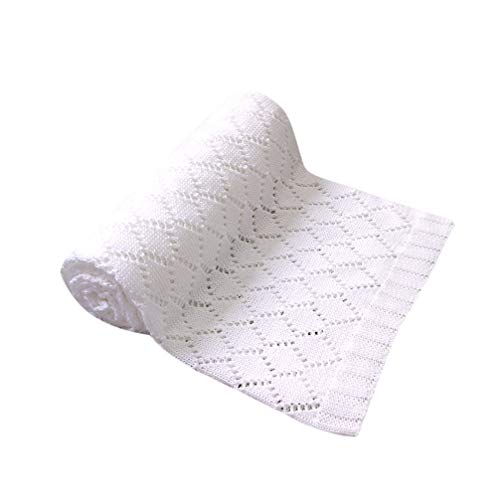 Couverture évidée tricotée Toyvian couleur blanchie douce pour bébé