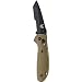 Benchmade - Mini Griptilian 557 Knife, Tanto Blade, Serrated Edge, Coated Finish, Sand Handle
