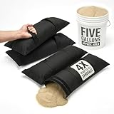 Professional 5 Gallon Fillable Sandbags 48LB, 4PK for Patio Umbrella Stand, Outdoor Furniture, Studio Photography, Flood Control, SHTF, 600D Oxford Woven Nylon Weighted Bags, Sand Not Included (Black)