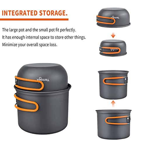 Tentock Camping Kochgeschirr Set Aluminium Kochset Outdoor Ultraleicht Camping Topf Pfanne Set Tragbar Camping Geschirr… - Image 4