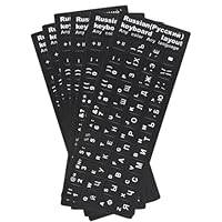 6er-Pack russische Tastaturaufkleber, russische Tastaturaufkleber, schwarze russische Tastatur-Ersatzaufkleber, passend für jede Standardtastatur, Laptop-Tastatur, Apple-Tastatur