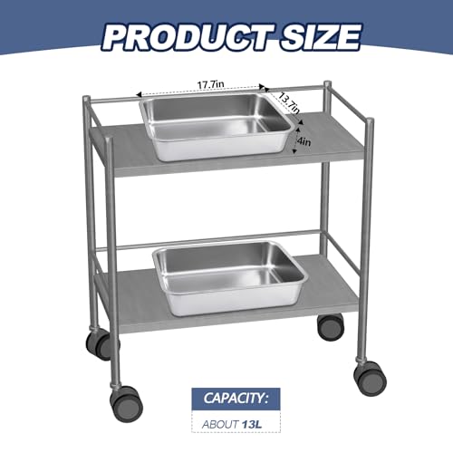 Tiangrid 2 Pack Stainless Steel Commercial Bus Tubs Box Tote Box Dishwashing, Utility, Meat Prep Tub (13 L)