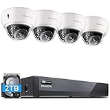 ONWOTE 5MP 8CH PoE Home Security Camera System with Audio, Vandal-Proof Dome, (4) Outdoor 5MP PoE IP Cameras, 100ft IR Night, 8 Channel 5MP H.265 NVR 2TB HDD, Add 4 More Cameras, Remote Monitoring