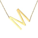 u7 sideways large initial necklaces big letter script name necklaces stainless steel 18k gold plated pendant monogram necklace for women gift alphabet m 