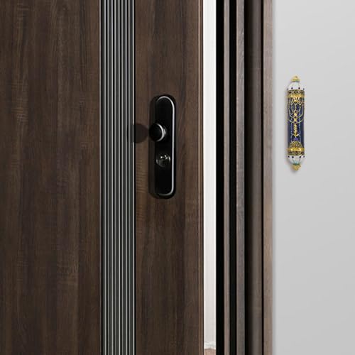 MrMrKura Mezuzá com rolagem para porta, mezuzá de bênção de liga de zinco e esmalte para porta, esto
