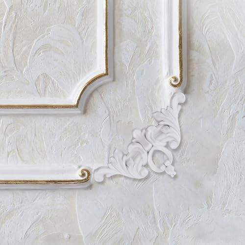 Panneau d'accentuation en polyuréthane moulure murale d'angle blanche médaillon plafond et meuble - 5