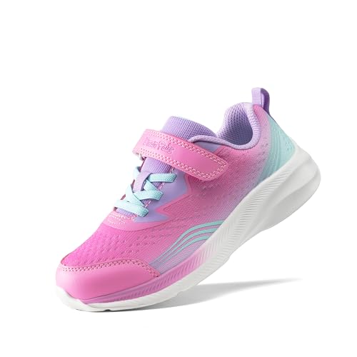 DREAM PAIRS Boys Girls Shoes Kids Tennis Sneakers Athletic Running Walking School Gym Lightweight Footwear for Little/Big Kid 11 Little Kid Hot Pink/Blue