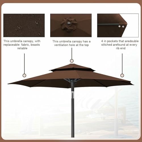 Patio Umbrella Replacement Canopy Square Cantilever Top Cover Outdoor,Replacement Parasol Canopy Cover Waterproof UV50+ Fabric for 300/270/200CM Umbrellas 6/8 Arms Ideal for Standard & Canti