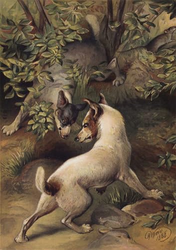 Peinture sur Toile Deux chiens pour Décoration de la Chambre à Coucher 60x90