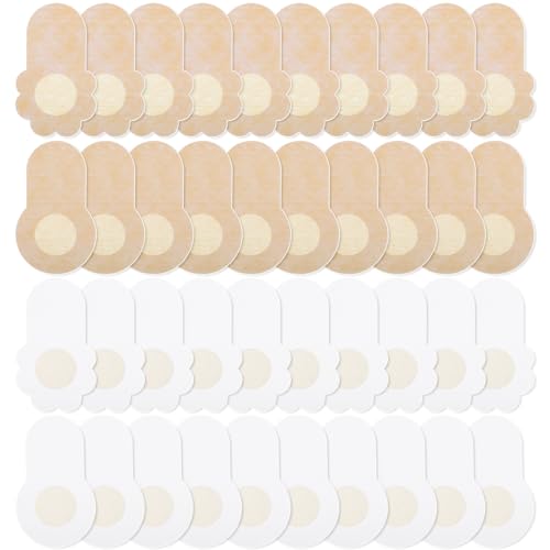 40 Pcs Nipple Covers, Disposable Nipple Pasties Breast Lift Tape for Women Breathable Invisible Non-Woven Fabrics Nipple Coverings Stickers Large Reusable Breast Tape Beige