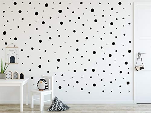 StickerDeen | Hand Drawn Blobs & Dots Dalmatian Shape Decoration Removable Wall Art Vinyl Decal Stickers | (Pack of 152) (Black)