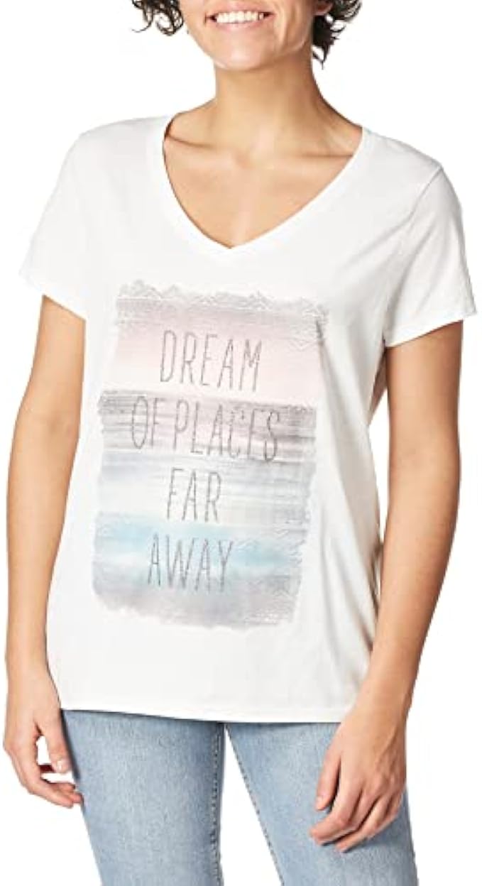 Hanes Women's Short Sleeve V-Neck Graphic T-Shirt