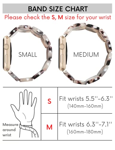 Heesch Resin Tortoise Watch Band Compatible With Apple Watch Strap For Women Stretchy Fashion Link Bracelet Wristband For Iwatch 7,6,5,4,3,40/38/41Mm #TOP1