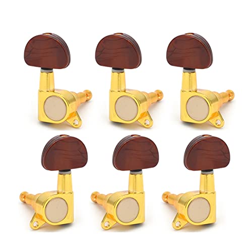 ギター弦チューニングペグ 6ピース/セットアコースティックエレキギターインラインギターチューニングPEGキーマシンヘッドチューナーコーヒーヒキビルノブ (Color : 3R3L)