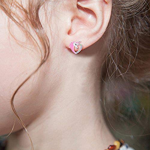 Chanteur Crystal Pink Enamel Crystal Unicorn Hearts Kids Baby Girl Tween3